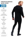 Men's Merino Wool Thermal Baselayer Set in Black