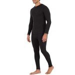 Men's Black Recycled Waffle Thermal Underwear Set