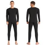 Men's Fleece Lined Thermal Underwear Set - Black