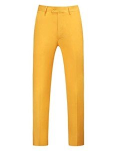 MOGU Men's Slim Fit Casual Dress Pants - Yellow