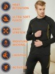Men's Fleece Lined Thermal Underwear Set - Black