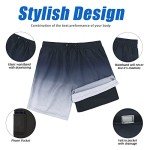 Men's Compression-Lined Swim Shorts - Black & Grey