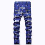 Men's Stretch Slim Fit Blue Plaid Chinos