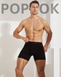POPKOK Men's Tag-Free Cotton Stretch Boxer Briefs 5-Pack