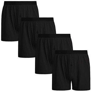 INNERSY Men's Cotton Knit Boxers 4-Pack - Black