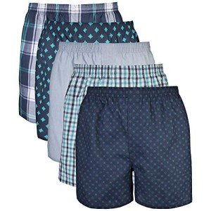 Gildan Men's Navy Woven Boxer Underwear Pack