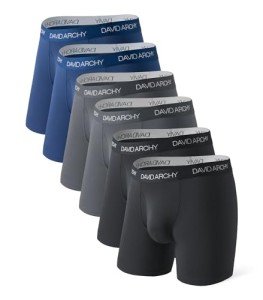 David Archy Men's Soft Bamboo Rayon Boxer Briefs 6-Pack