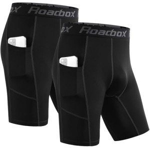 Roadbox Men's Compression Running Shorts with Pocket