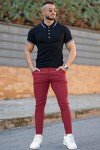GINGTTO Men's Burgundy Skinny Fit Chino Pants