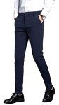 Navy Blue Slim Fit Stretch Dress Pants for Men