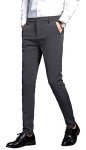 Charcoal Slim Fit Stretch Dress Pants for Men