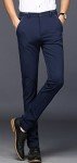 Navy Blue Slim Fit Stretch Dress Pants for Men