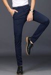 Navy Blue Slim Fit Stretch Dress Pants for Men