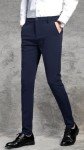 Navy Blue Slim Fit Stretch Dress Pants for Men