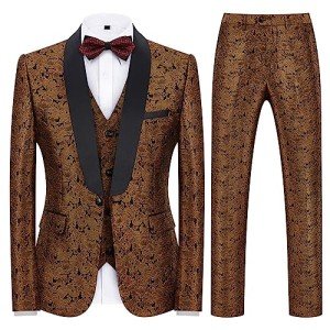 Men's Gold 3-Piece Skinny Tuxedo Suit Set