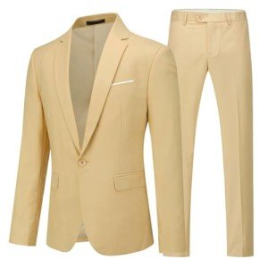 Light Tan Men's Slim Fit 2-Piece Suit Set
