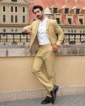 Light Tan Men's Slim Fit 2-Piece Suit Set
