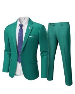 Men's Slim Fit 2-Piece Suit Set - Green