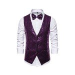 Purple Sequin V-Neck Vest and Bowtie Set