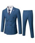 Men's Slim Fit Double-Breasted Tuxedo Set, Light Blue