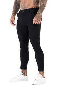 GINGTTO Men's Black Super Skinny Chino Pants