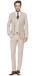 Men's Slim Fit 3-Piece Suit Set - Light Champagne