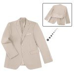 Men's Slim Fit 3-Piece Suit Set - Light Champagne