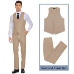 SISAVE Men's Khaki Slim Fit Suit Set