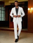 COOFANDY Men's Lightweight 2-Piece Suit Set, White