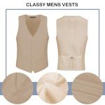 SISAVE Men's Khaki Slim Fit Suit Set