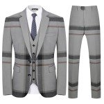 Grey Plaid 3-Piece Men’s Suit Set