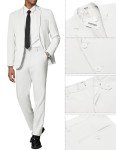 COOFANDY Men's Lightweight 2-Piece Suit Set, White