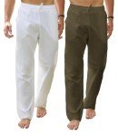 RPOVIG Men's Casual Linen Pants Set - Green
