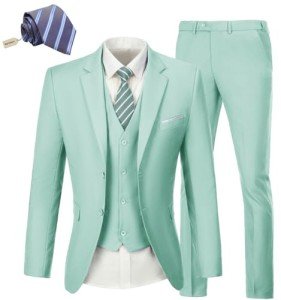 Mint Green Slim Fit 3-Piece Men's Suit Set