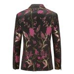 Cloudstyle Men's Floral Tuxedo Suit - Black/Rose Red