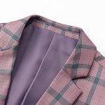 Men's Slim Fit Plaid Tuxedo Suit Set - Pink