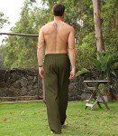 RPOVIG Men's Casual Linen Pants Set - Green