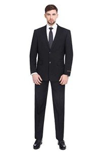 P&L Men's Classic Black Suit Set, 42 Tall