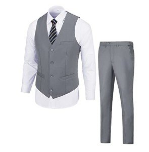 Light Gray Slim Fit Men's 2-Piece Suit Set