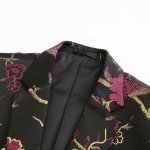 Cloudstyle Men's Floral Tuxedo Suit - Black/Rose Red