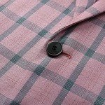 Men's Slim Fit Plaid Tuxedo Suit Set - Pink
