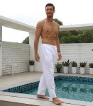 RPOVIG Men's Casual Linen Pants Set - Green