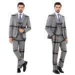 Grey Plaid 3-Piece Men’s Suit Set