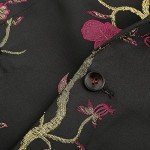 Cloudstyle Men's Floral Tuxedo Suit - Black/Rose Red