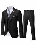 Men's Slim Fit 3-Piece Suit Set - Black