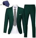 Dark Green Slim Fit 2-Piece Men's Suit Set