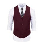 Men's Slim Fit Burgundy Suit Vest & Pants Set