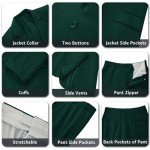 Dark Green Slim Fit 2-Piece Men's Suit Set