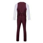 Men's Slim Fit Burgundy Suit Vest & Pants Set