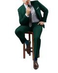 Dark Green Slim Fit 2-Piece Men's Suit Set